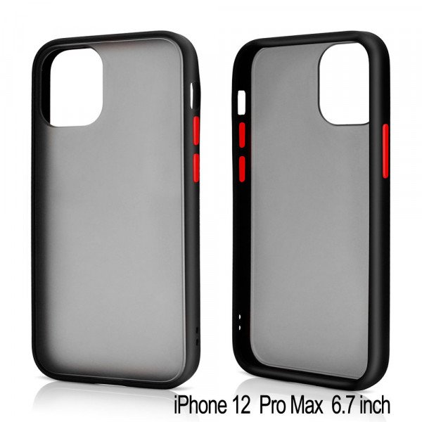 Wholesale Slim Matte Hybrid Bumper Case for iPhone 12 Pro Max 6.7 inch (Black)
